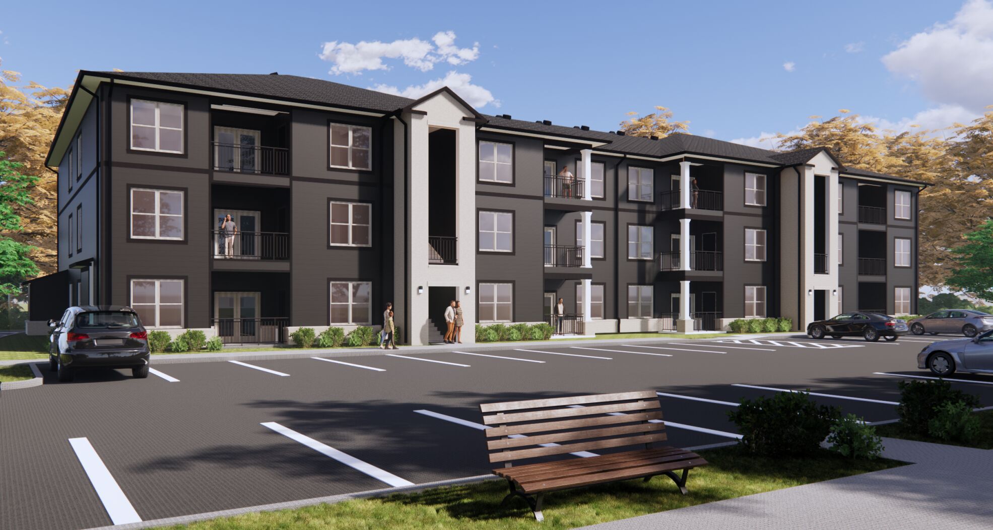 Rendering of Lower Hunter's Trace affordable housing complex